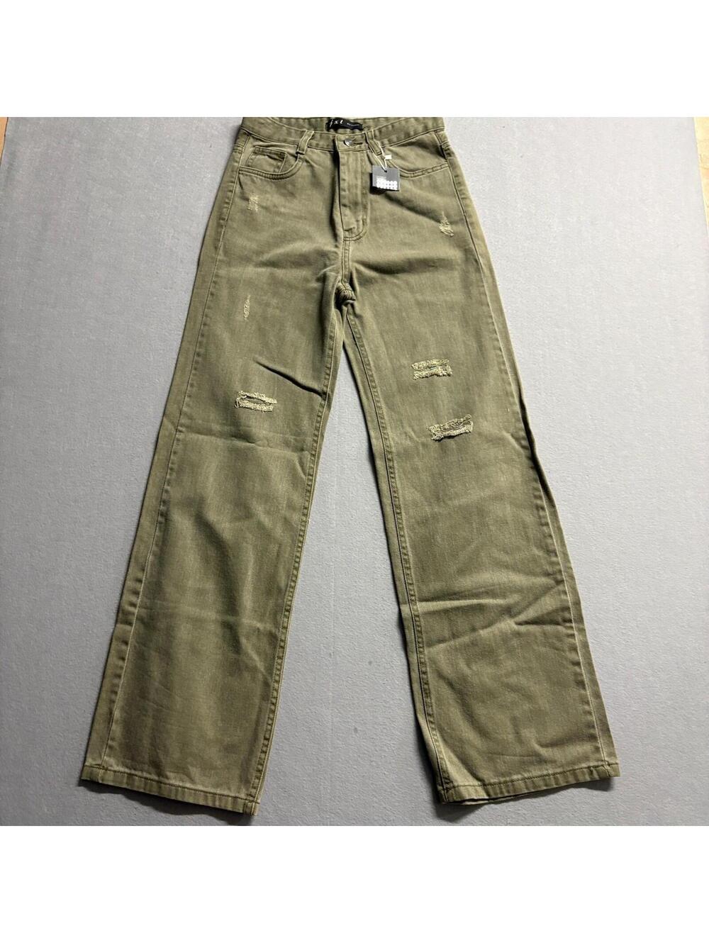 Olive Wide Leg Distressed Jeans JXT Tag 27 Fits Like 26 High Rise Y2K Grunge